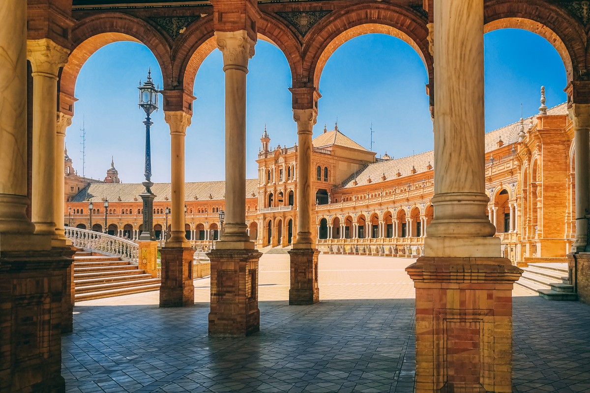 Beautiful View Plaza De Espana Seville Spain 1